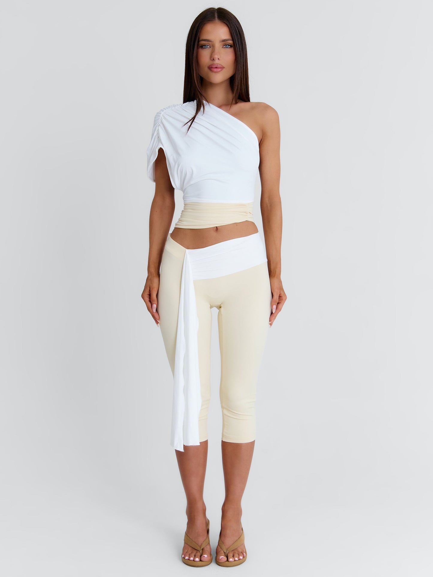 LINDAY CROP TOP WHITE AND CREAM