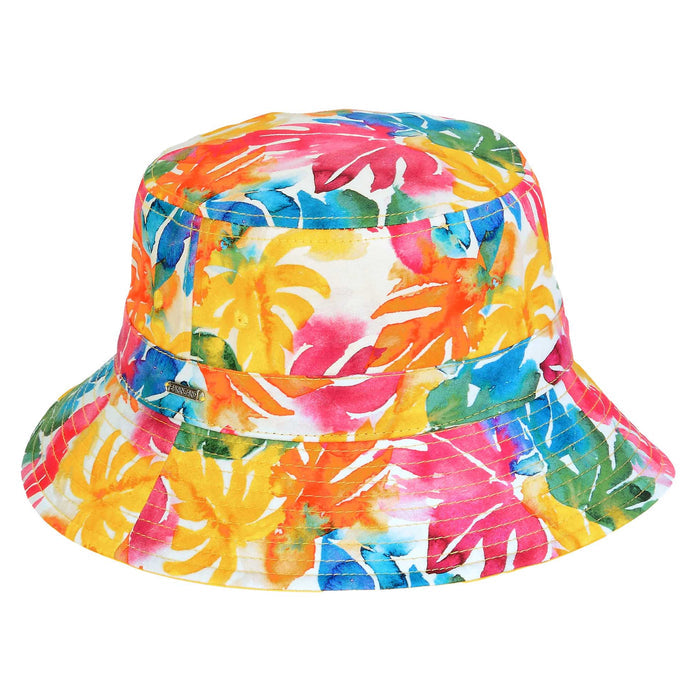 Bright Colors Leaf Print Bucket Hat - Sun 'N' Sand Hats Bucket Hat Sun N Sand Hats HH3350 Rainbow OS
