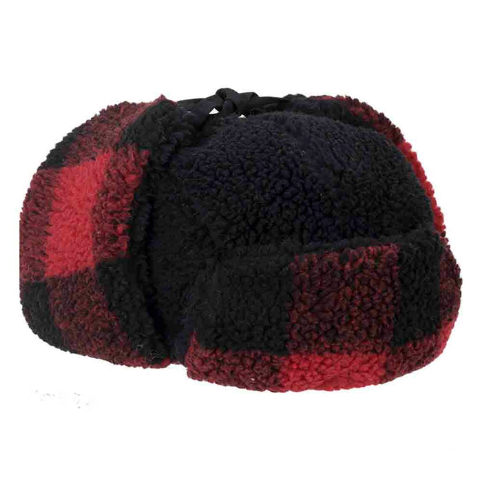 Buffalo Plaid Black and Red Berber Trooper Hat - Scala Hats Trapper Hat Scala Hats