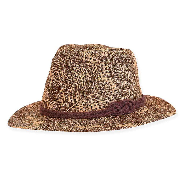 Cash Palm Printed Toyo Fedora for Small Heads - Sunny Dayz™ Safari Hat Sun N Sand Hats HK457 Brown Small (53.5 cm)