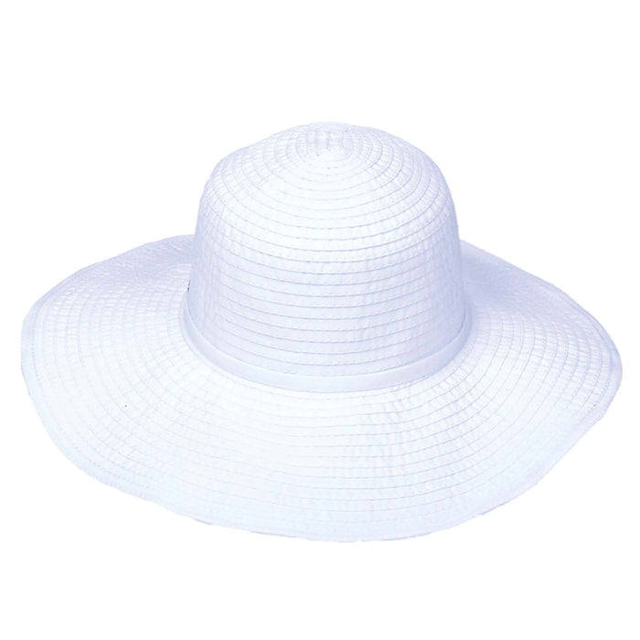 Deluxe Ribbon Sun Hat - Sun'N'Sand Hats Wide Brim Sun Hat Sun N Sand Hats HH1021B White OS