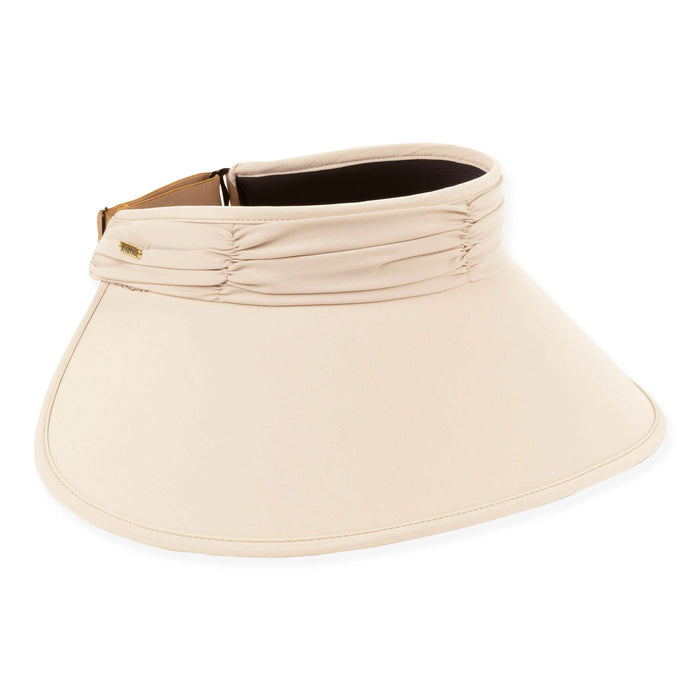 Extra Wide Brim Sun Visor with Strap Closure - Sun 'N' Sand Hats Visor Cap Sun N Sand Hats HH3552A Beige OS