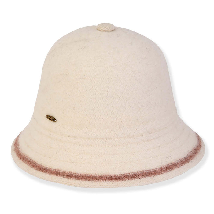 Fern Boiled Wool Pith Helmet with Button Top - Adora® Wool Hats Cloche Adora Hats AD1618A Ivory OS (57 cm)