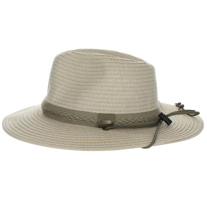 Low Country Tribal Band Wide Brim Fabric Hat - Scala Hats Safari Hat Scala Hats MS485-KAKI2 Khaki L/XL (60cm)