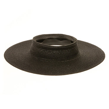 Open Crown Straw Sun Visor Hat - Boardwalk Hats Visor Cap Boardwalk Style Hats DA1932-BLK Black OS (57 cm)