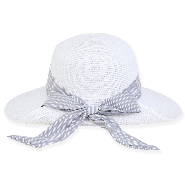 Pinned Up Brim Sun Hat with Striped Scarf - Sun 'N' Sand Hats Wide Brim Hat Sun N Sand Hats