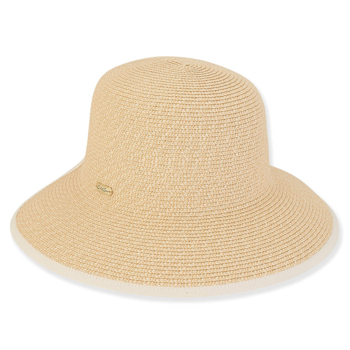 Ponytail Straw Sun Hat with Adjustable Sizing - Sun 'N' Sand Hats Wide Brim Hat Sun N Sand Hats HH2991A Natural Tweed OS