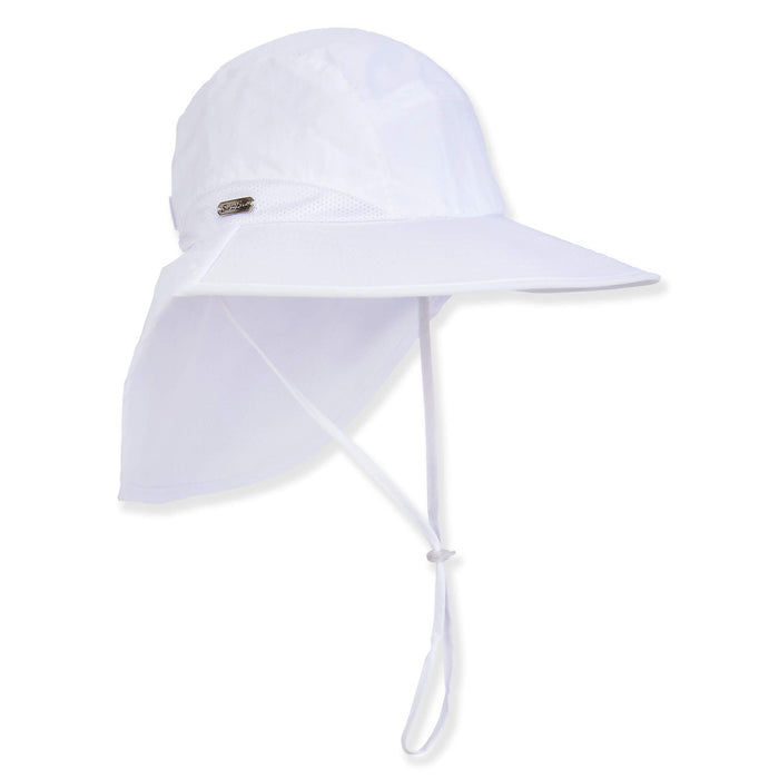 Quick Dry Nylon UV Bill Cap with Neck Cape - Sun 'N' Sand Hats Trail Hat Sun N Sand Hats HH3346A White
