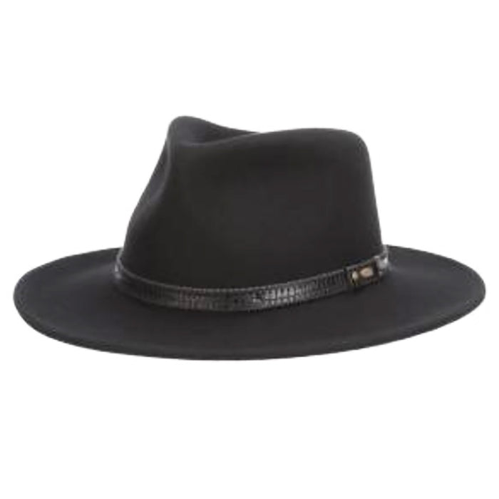 Rosebery Crushable Water Repellent Wool Outback Hat - Scala Hat Safari Hat Scala Hats DF509-BLK4 Black X-Large (61 cm)