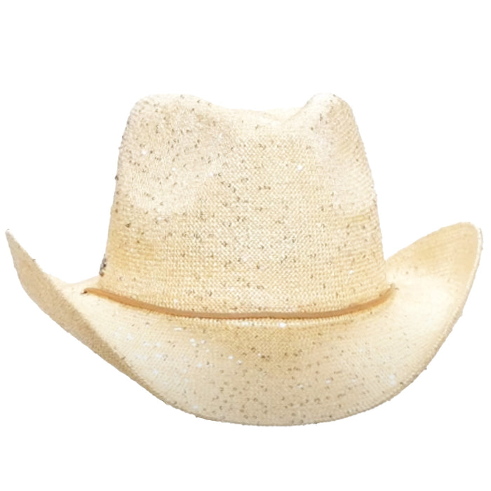 Sequin Speckled Knit Cowgirl Hat with Chin Strap - Sun 'N' Sand Hats Cowboy Hat Sun N Sand Hats