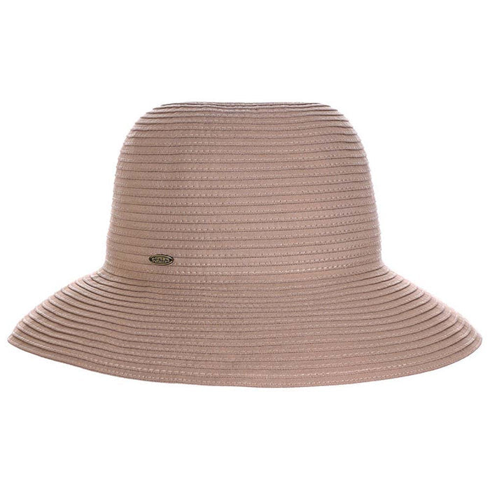Shapeable Deluxe Ribbon Sun Hat - Scala Hats Wide Brim Hat Scala Hats LC848-KAKI Khaki