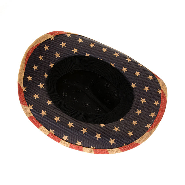 Small Heads USA Flag Pattern Patriotic Cowboy Hat - Boardwalk Hats Cowboy Hat Boardwalk Style Hats