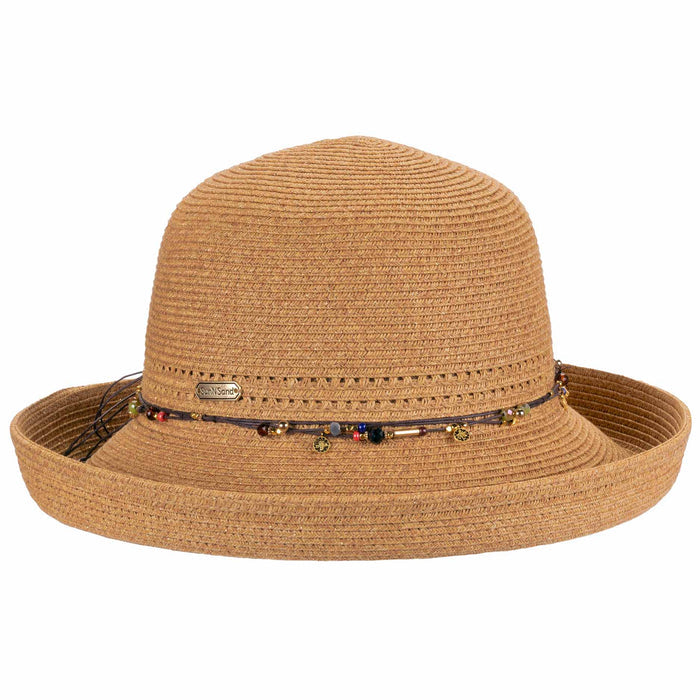 Small Up Turned Brim Sun Hats with Beaded Band - Sun 'N' Sand Hats Kettle Brim Hat Sun N Sand Hats