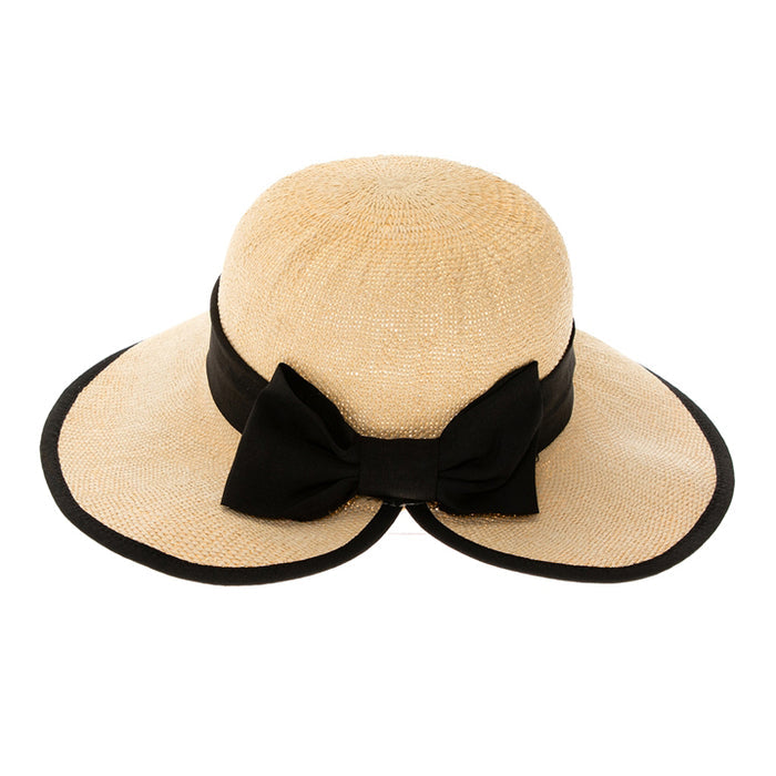 Split Back with Bow Bangkok Straw Sun Hat - Boardwalk Hats Wide Brim Hat Boardwalk Style Hats