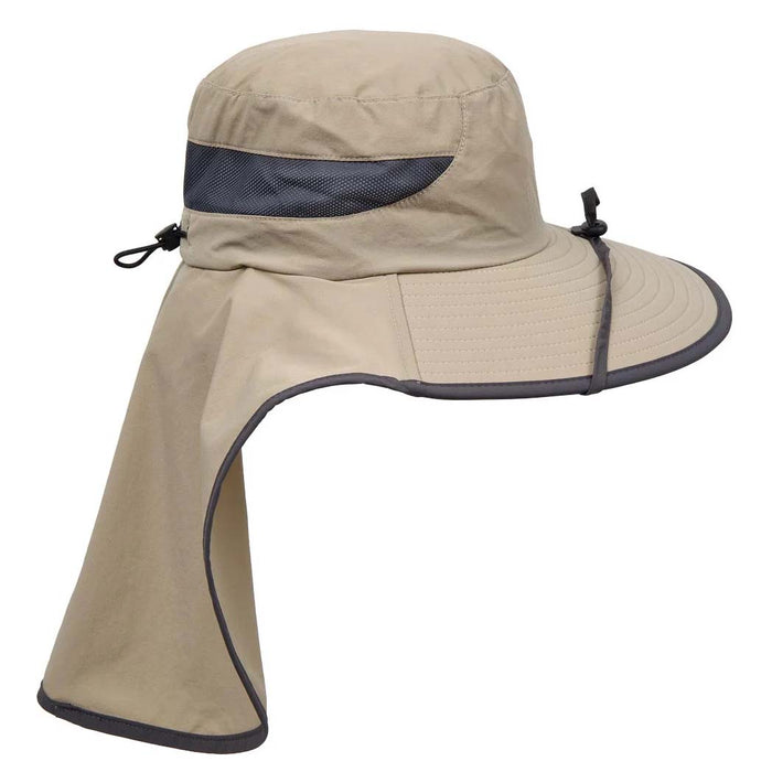 Wide Bill Cap with Elongated Neck Flap, Chin Cord - Kenny K. Hats Cap Great hats by Karen Keith NH52-KHsm Khaki S/M (54 - 57 cm)