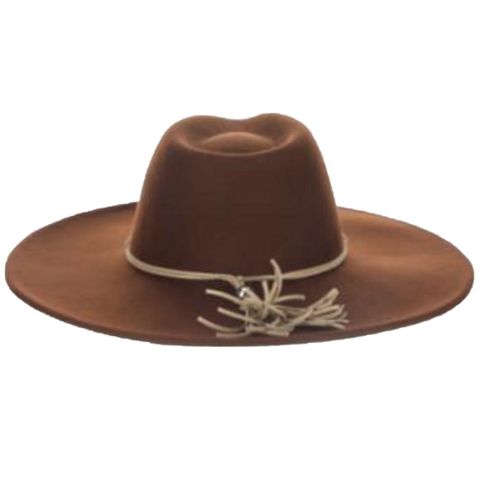 Wool Felt Flat Brim Hat with Tribal Beaded Band - Scala Hats Safari Hat Scala Hats