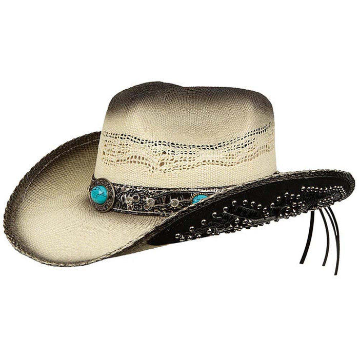 Woven Straw Cowboy Hat with Turquoise Concho - Kenny Keith Hats Cowboy Hat Great hats by Karen Keith TM10L-Ax Natural Small (56 cm)