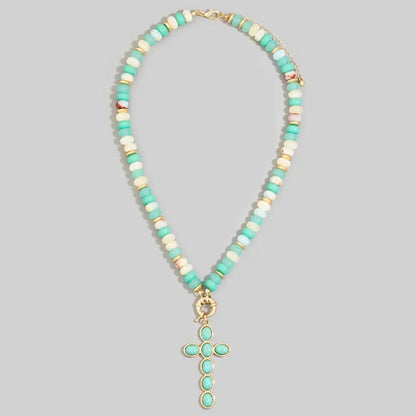 Grace Semi Precious Stone Cross Necklace