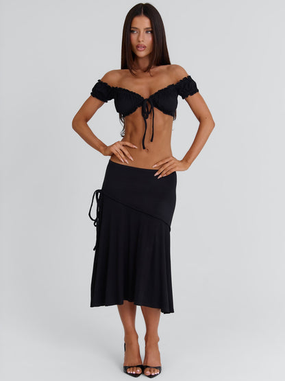 ARRIELLE MIDI SKIRT BLACK