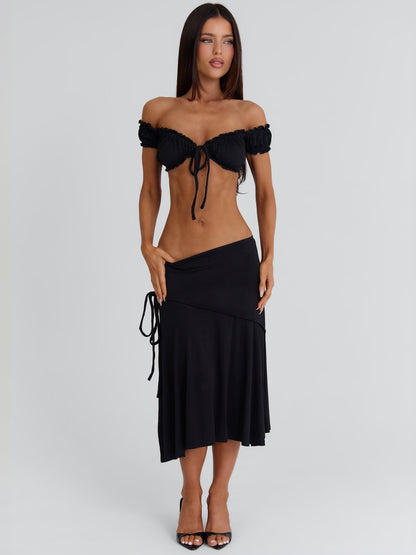 ARRIELLE MIDI SKIRT BLACK