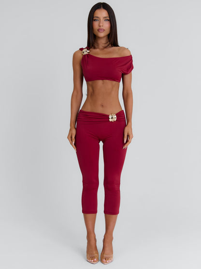 ATHEENA CAPRI PANTS DEEP RED