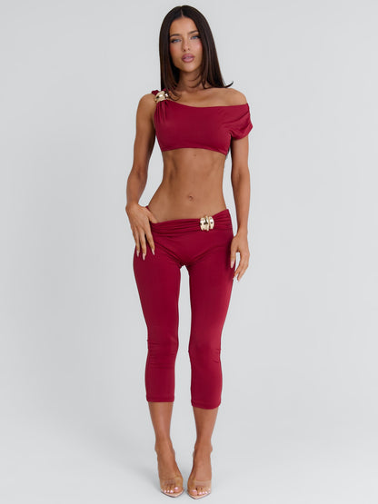 ATHEENA CAPRI PANTS DEEP RED