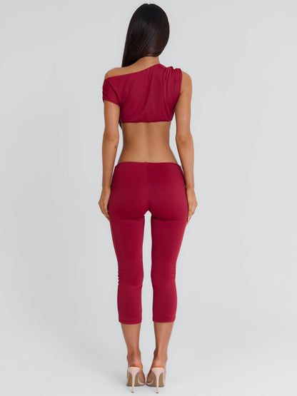 ATHEENA CAPRI PANTS DEEP RED