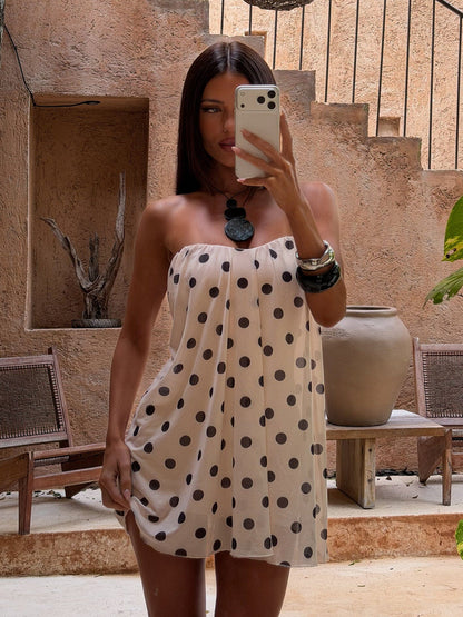 AURALIE MINI DRESS CREAM POLKA DOT