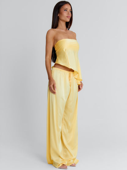 CLOVELLY SATIN PANTS YELLOW