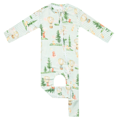 Bamboo Convertible Zip-Up Footie Pajama - Forest Explorer