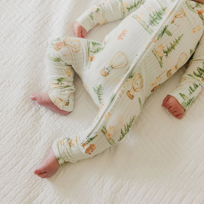 Bamboo Convertible Zip-Up Footie Pajama - Forest Explorer
