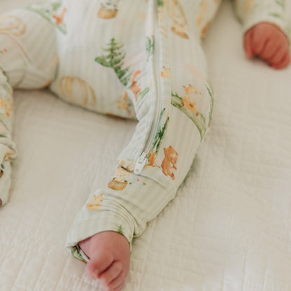 Bamboo Convertible Zip-Up Footie Pajama - Forest Explorer