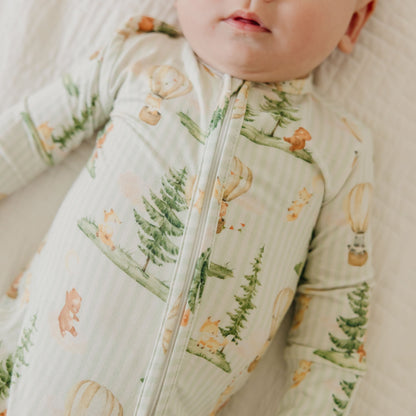 Bamboo Convertible Zip-Up Footie Pajama - Forest Explorer