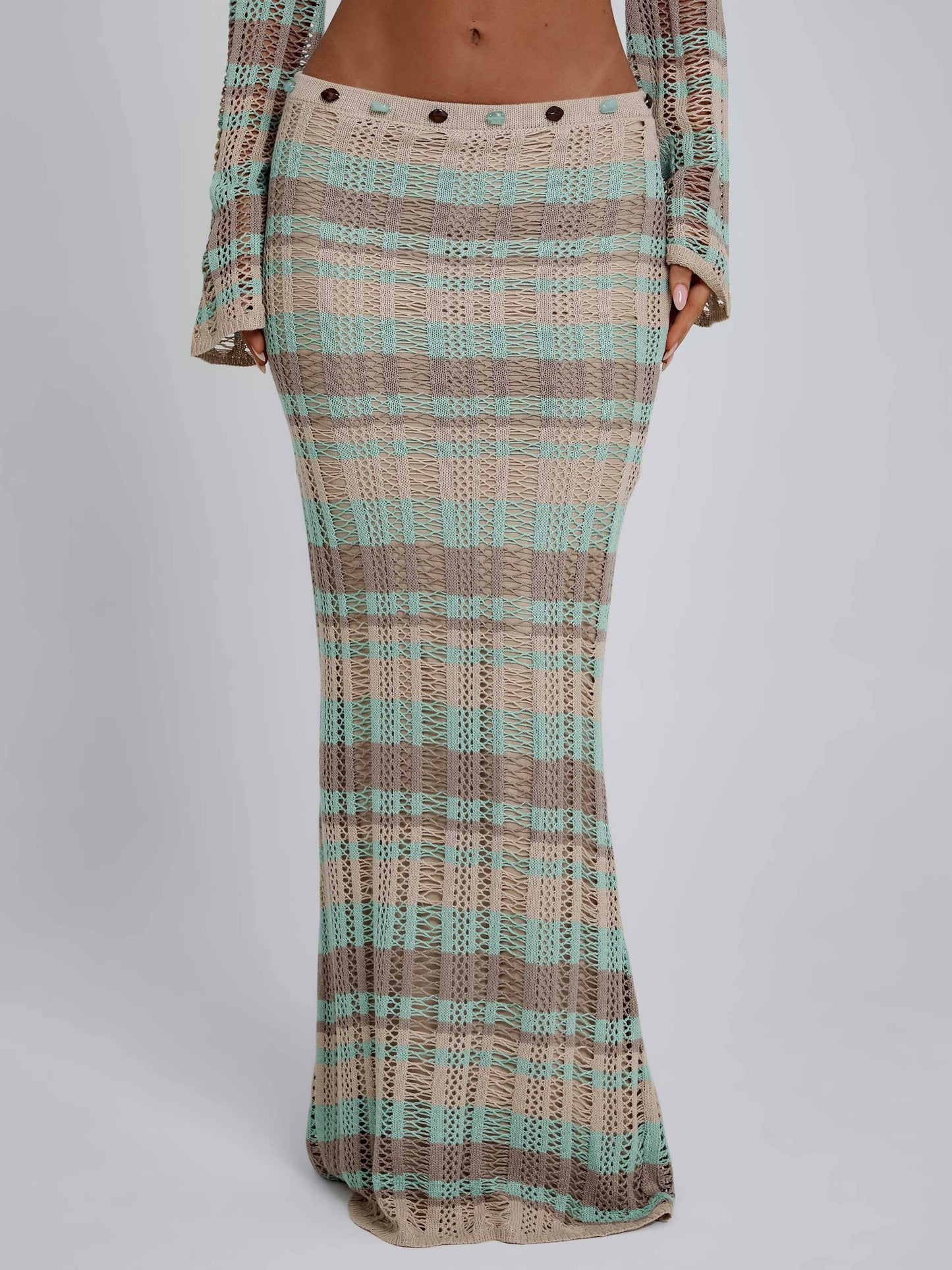 DUNE MAXI SKIRT GREEN STRIPE