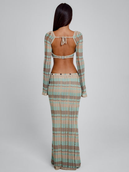 DUNE MAXI SKIRT GREEN STRIPE