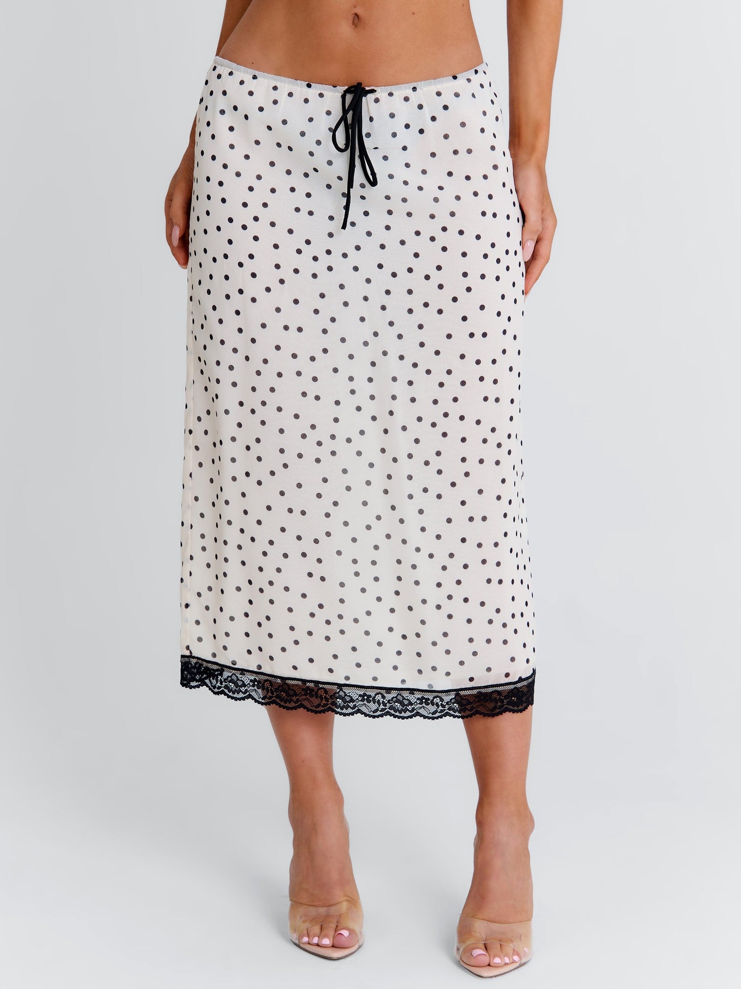 ELAINA MIDI SKIRT CREAM POLKA DOT