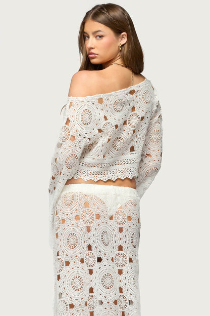 Milana Sheer Lace Off Shoulder Top