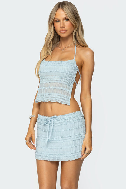 Mari Backless Ruffle Chiffon Top