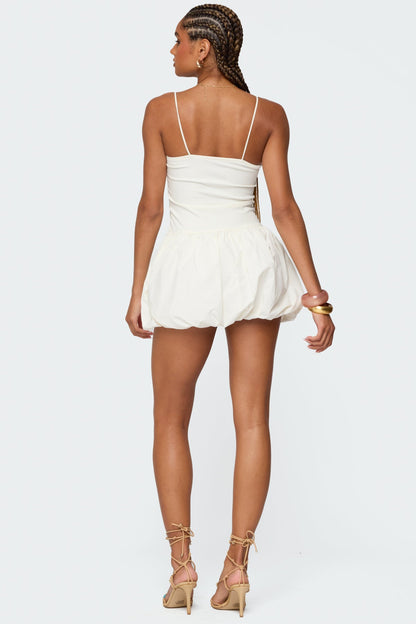 Ribbed Bubble Skirt Mini Dress