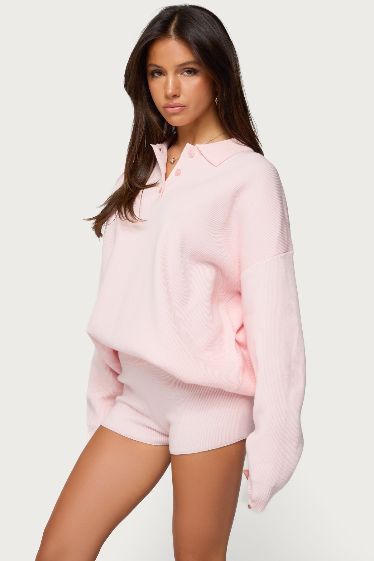 Lorie Oversized Knit Polo Sweater