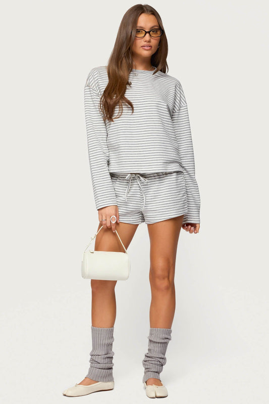 Jainee Striped Drawstring Shorts