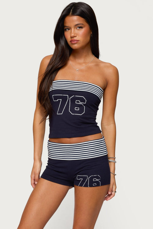 76 Stripey Fold Over Tube Top