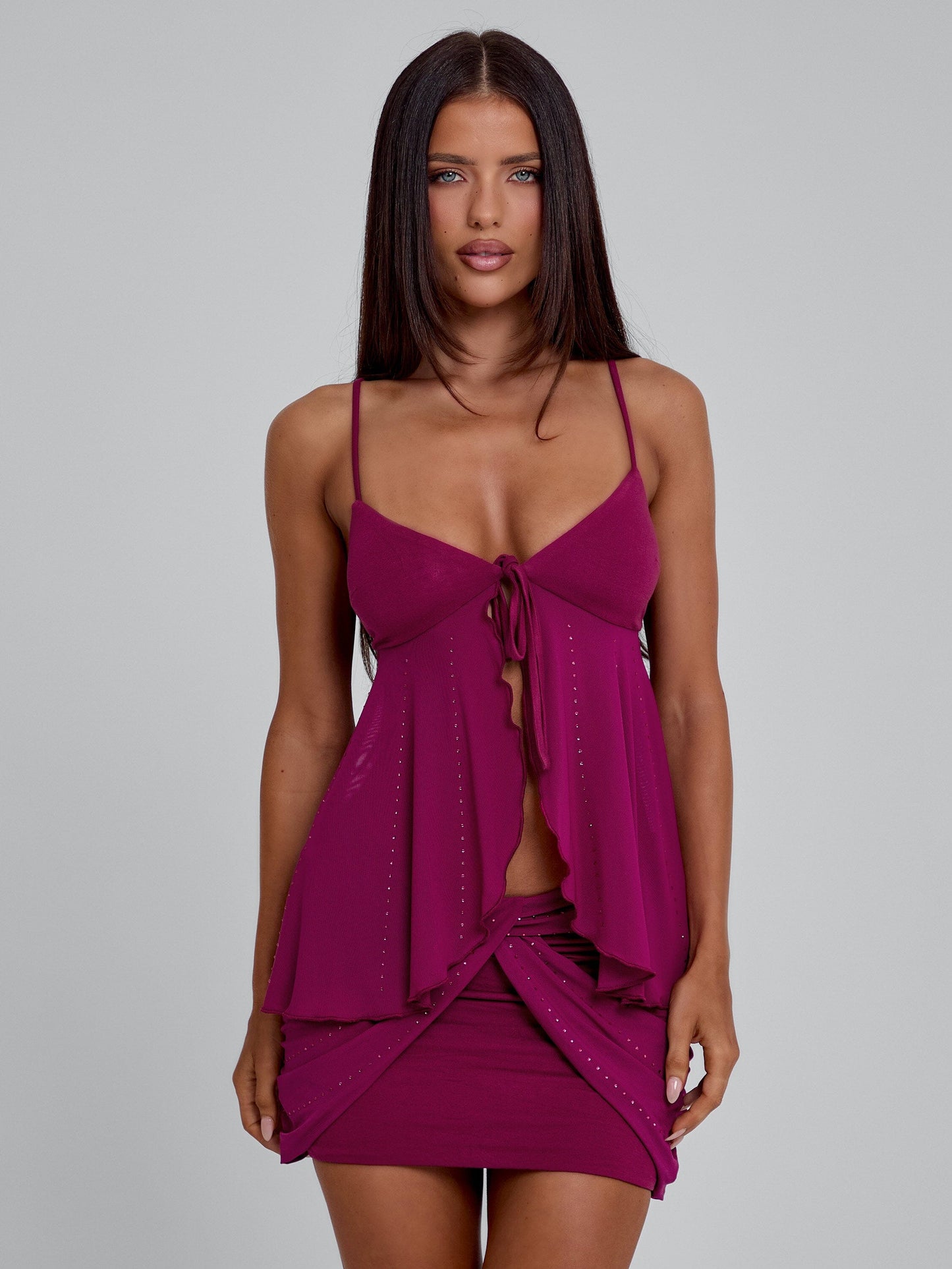 GEORGINA MINI SKIRT PLUM