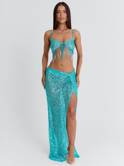 HARRPER MAXI SKIRT TURQUOISE