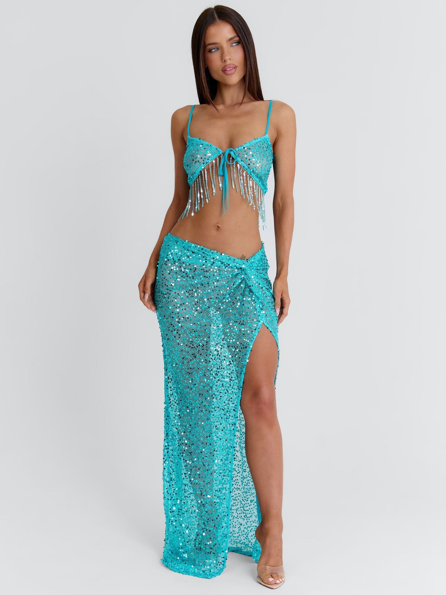 HARRPER MAXI SKIRT TURQUOISE