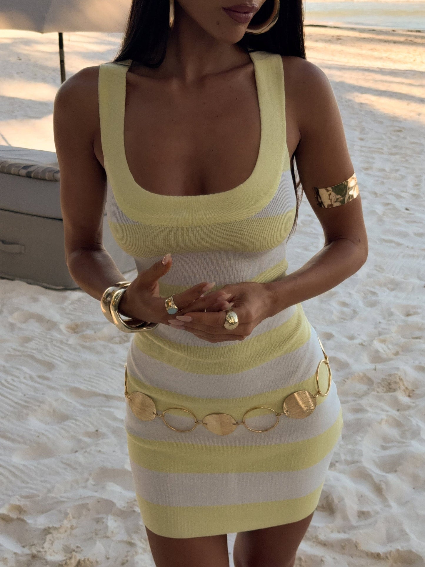 TERESA MINI DRESS YELLOW STRIPE