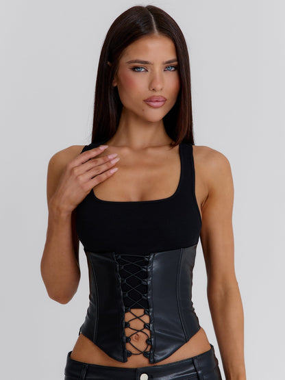 JACEY CORSET TOP BLACK