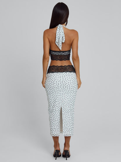 JAZARA MIDI SKIRT BLACK POLKA DOT