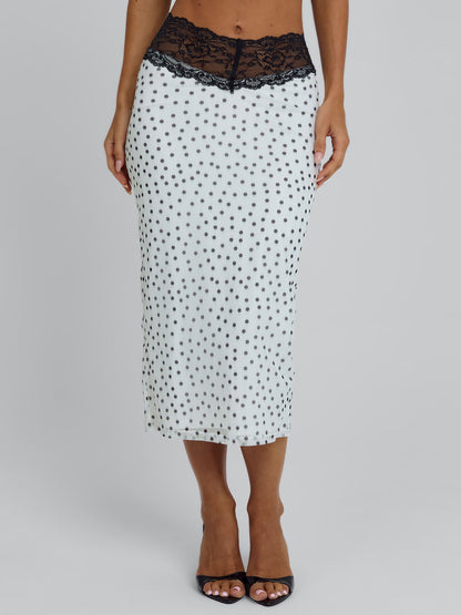 JAZARA MIDI SKIRT BLACK POLKA DOT