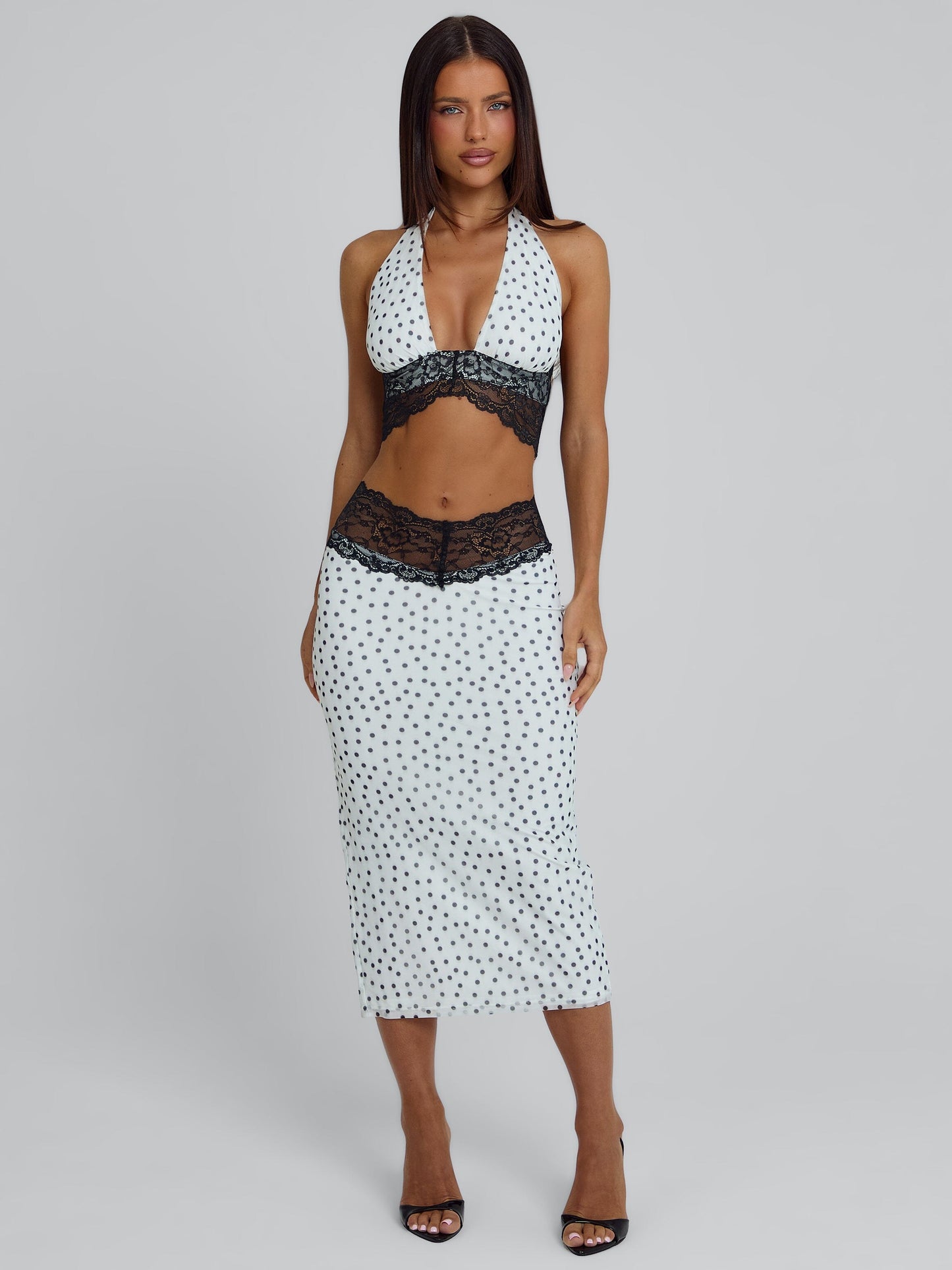 JAZARA MIDI SKIRT BLACK POLKA DOT